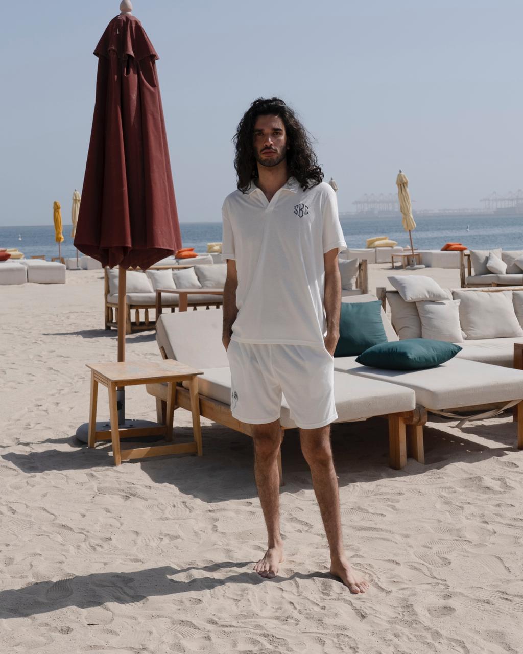 Men cotton terry swimwear and loungwear set