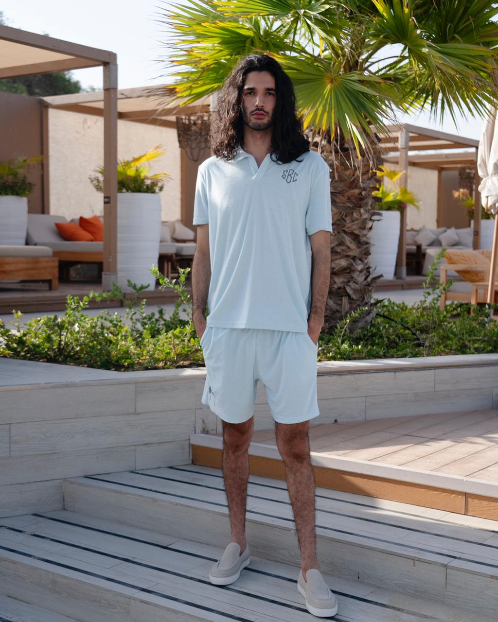 Men cotton terry swimwear and loungwear set