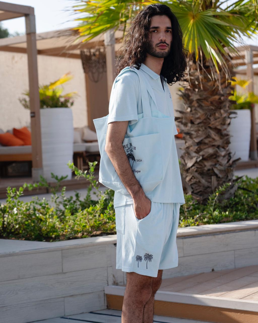 Men cotton terry swimwear and loungwear set